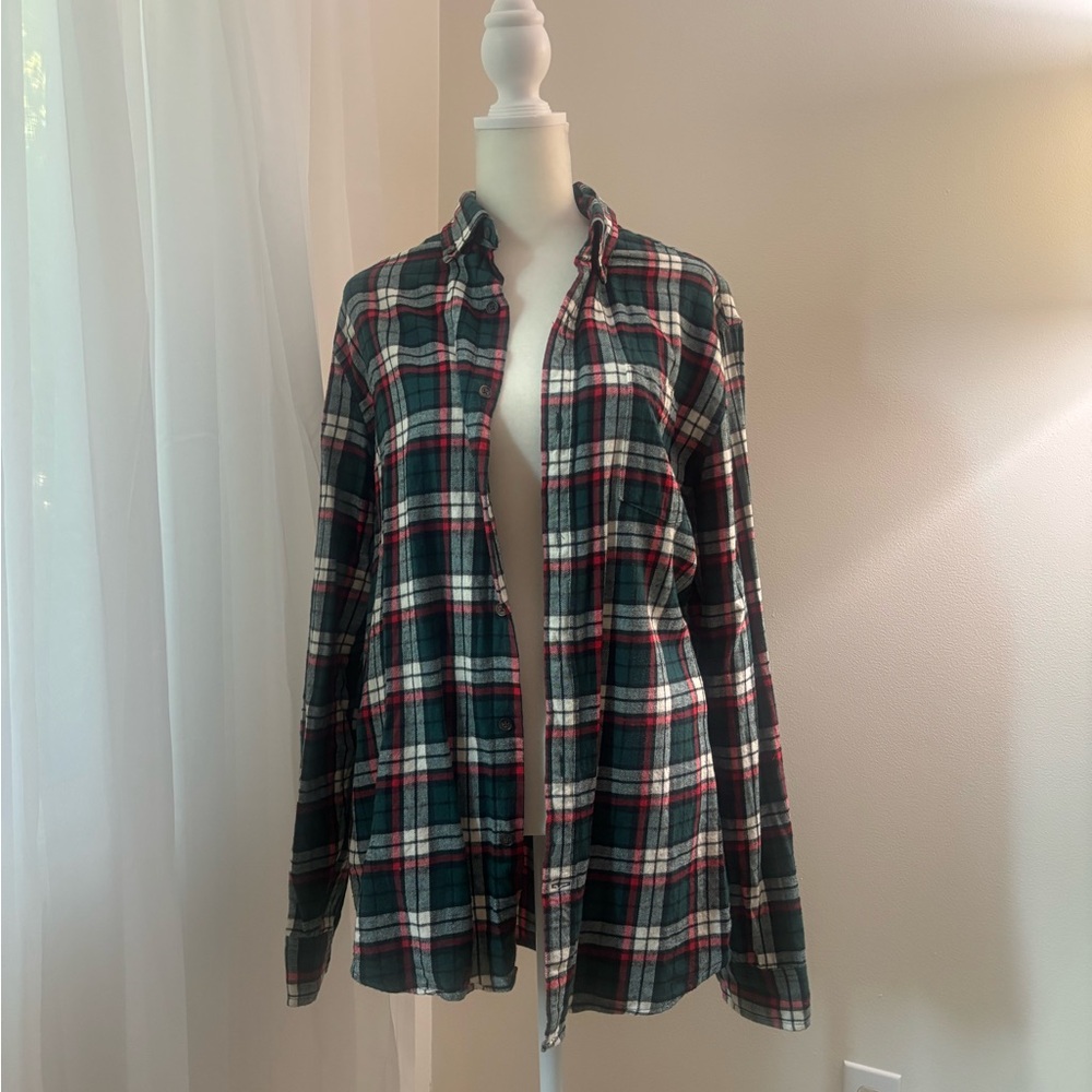 St. John's Bay Green and Red Plaid Shirt